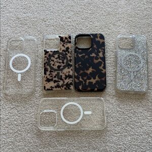Stylish Leopard and Glitter Phone Case Set I phone 16 pro max cases
